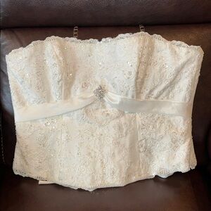 Maggie Sottero Couture Wedding Corset top beaded sequin embellishment lace sz 20